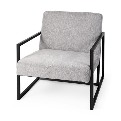 Armelle Gray Fabric Seat with Black Metal Frame Accent Chair
