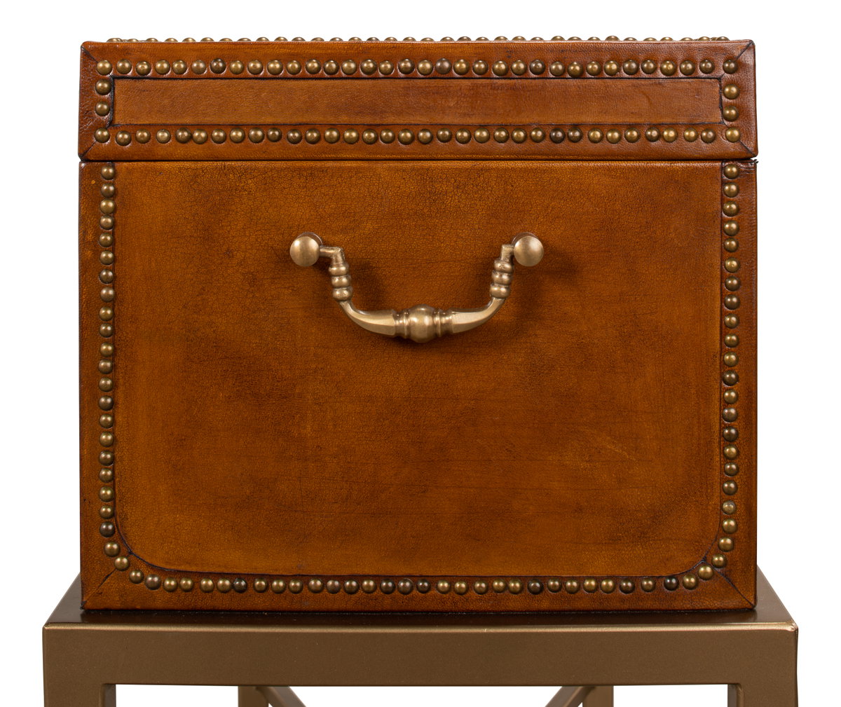 Remington Leather Box On Stand, by Sarreid, 1' length x 2' width x 2' height View 7