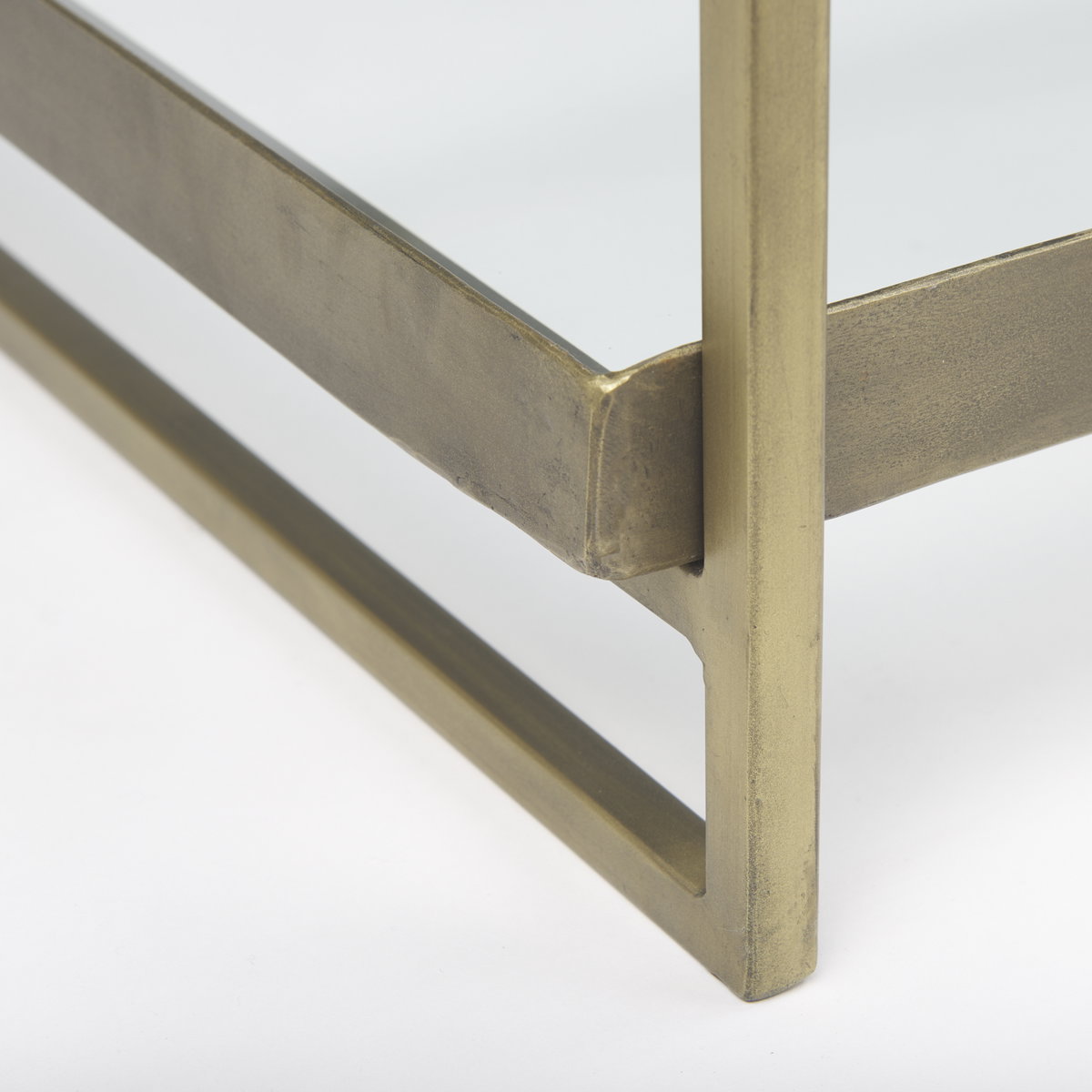 Trey  Gold Metal with Glass Coffee table, by Mercana, 56" length x 32" width x 17" height View 10