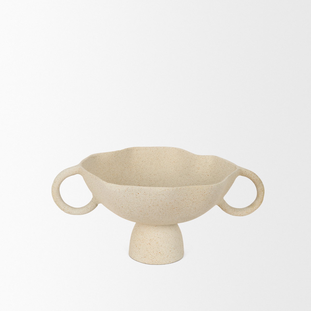 Radka Beige Textured Small Metal Decorative Bowl, by Mercana, 15.55" length x 11.22" width x 6.75" height View 4