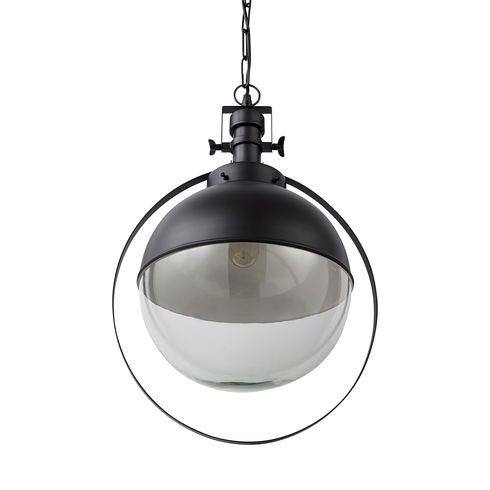 Leighton II 15x20 Black Metal Spherical Pendant Light