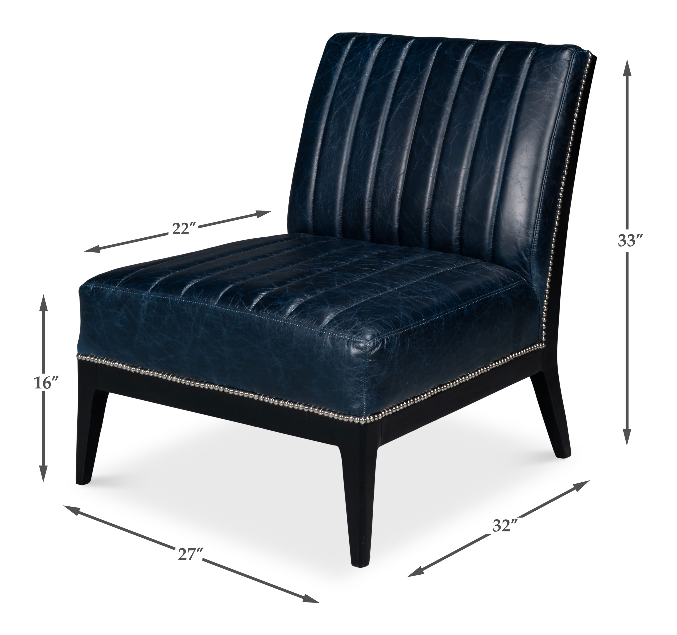 Agave Slipper Chair Distilled Lthr  Blue large image 