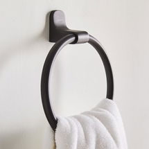 Online Designer Bathroom Mid-Century Contour Bath Hardware, Towel Ring, Dark Bronze