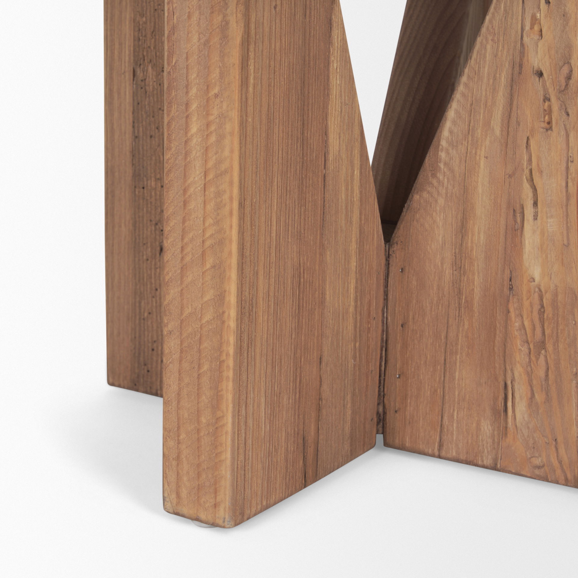 Tahlia Round Natural Brown Wood with Angled Legs Stool, Ottoman by Mercana, 16" length x 16" width x 18" height View 8