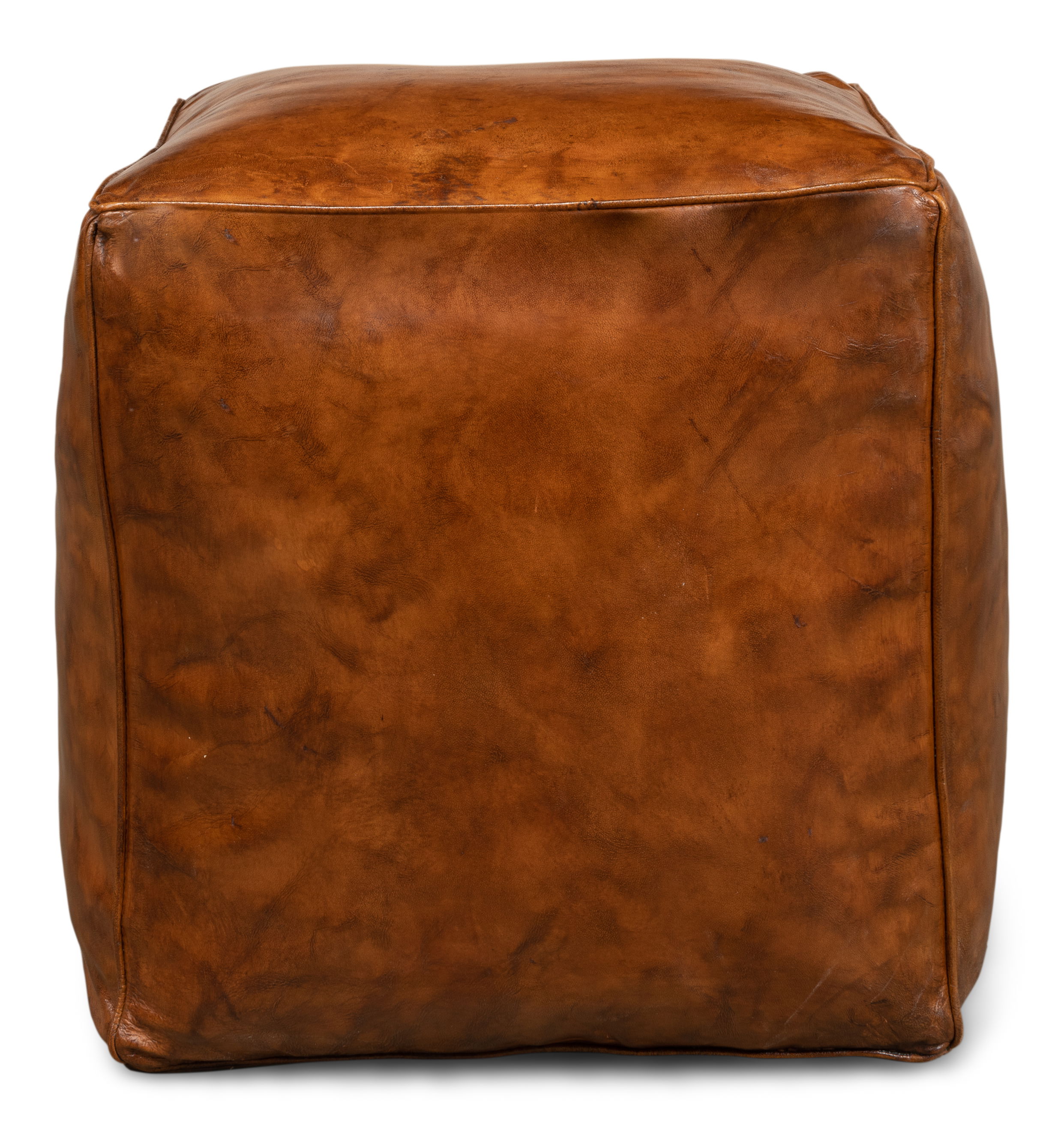 Sunday Afternoon Leather Cube,Natural, Seating by Sarreid, 15" length x 15" width x 16" height View 4
