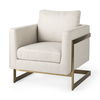 Rupert Cream Poly-Linen Seat with Gold Stainless Steel Frame Accent Chair, by Mercana, 28.5" length x 31" width x 32" height thumbnail 1