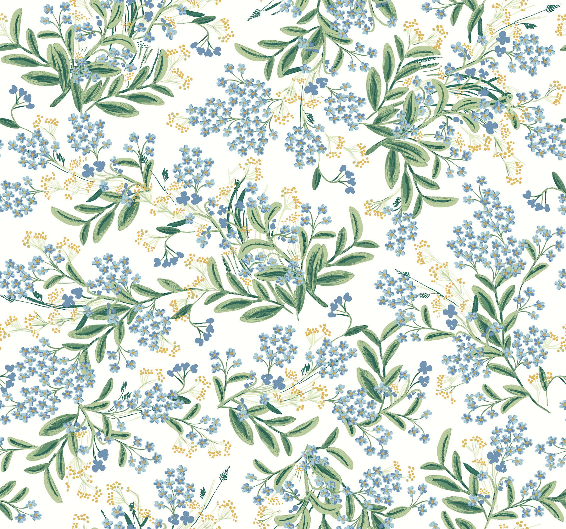 Cornflower White & Green Wallpaper, by York Wall, 27' length x 2'3" width x 0.02" depth View 1