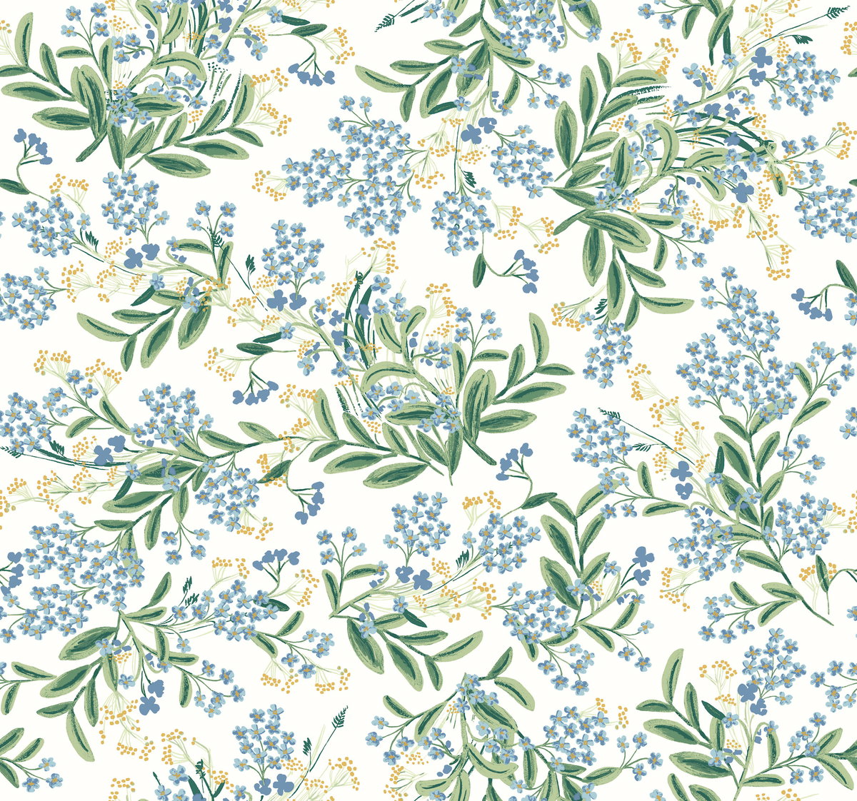 Cornflower White & Green Wallpaper, by York Wall, 27' length x 2'3" width x 0.02" depth
