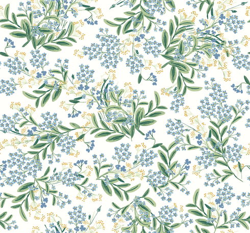 Cornflower White & Green Wallpaper