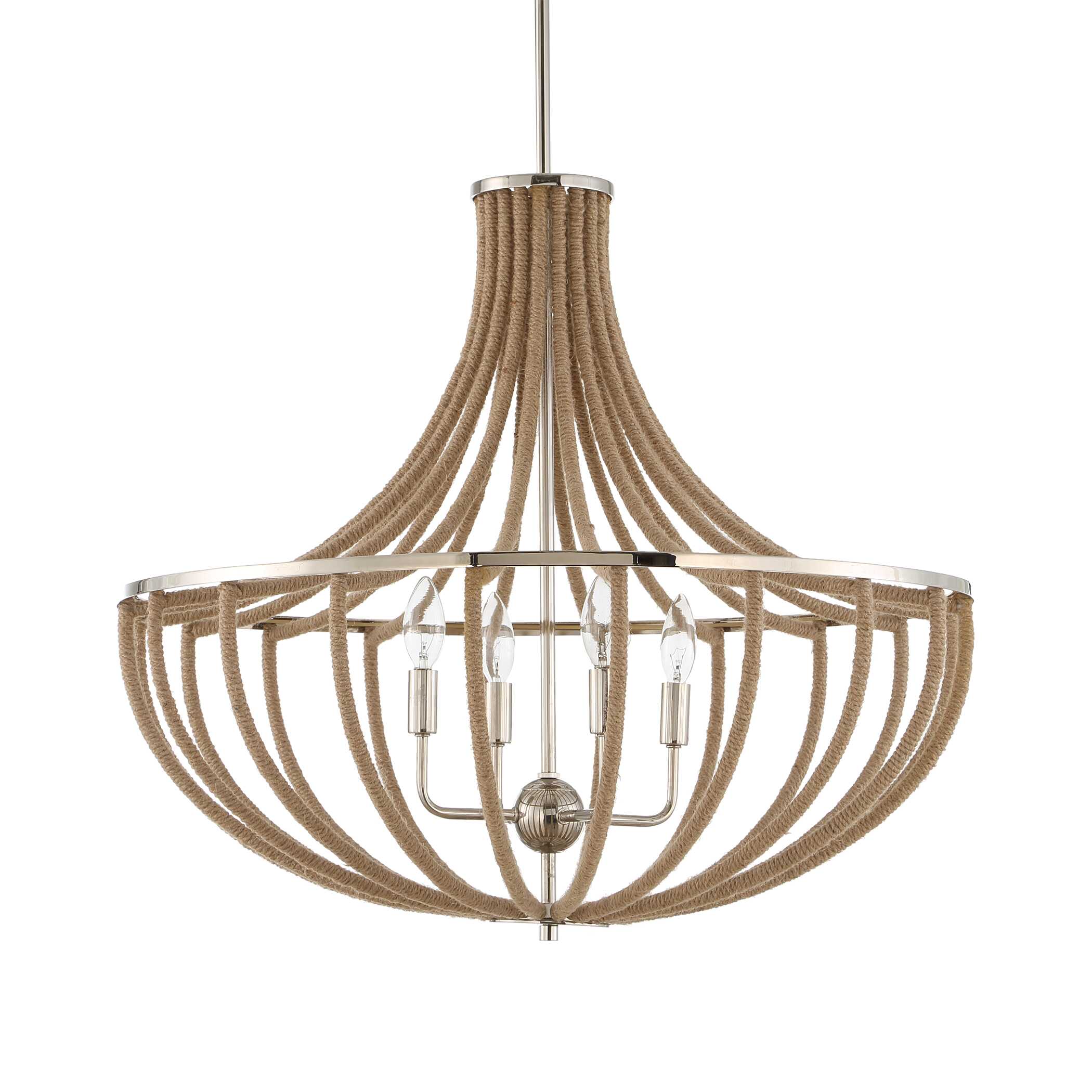 Lovelock 4 Light Rope Empire Chandelier, Ceiling Light by Uttermost, 27.5" width x 24.25" height x 27.5" diameter View 3