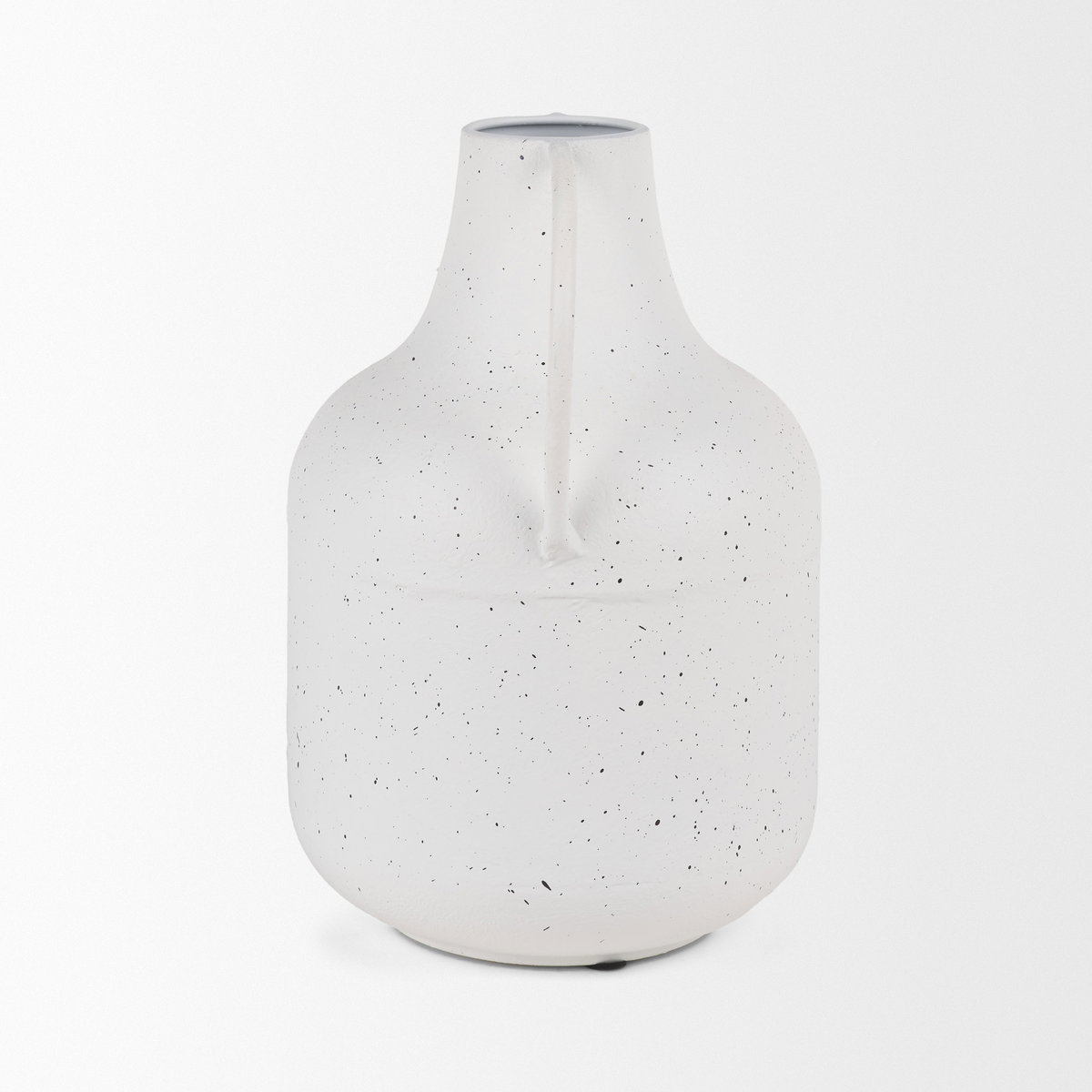Treva Tall White with Black Speckles Metal Vase, by Mercana, 9.06" length x 7.87" width x 12.2" height View 6