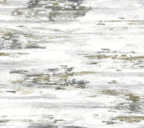 Birch Bark Texture Black & Gold Wallpaper