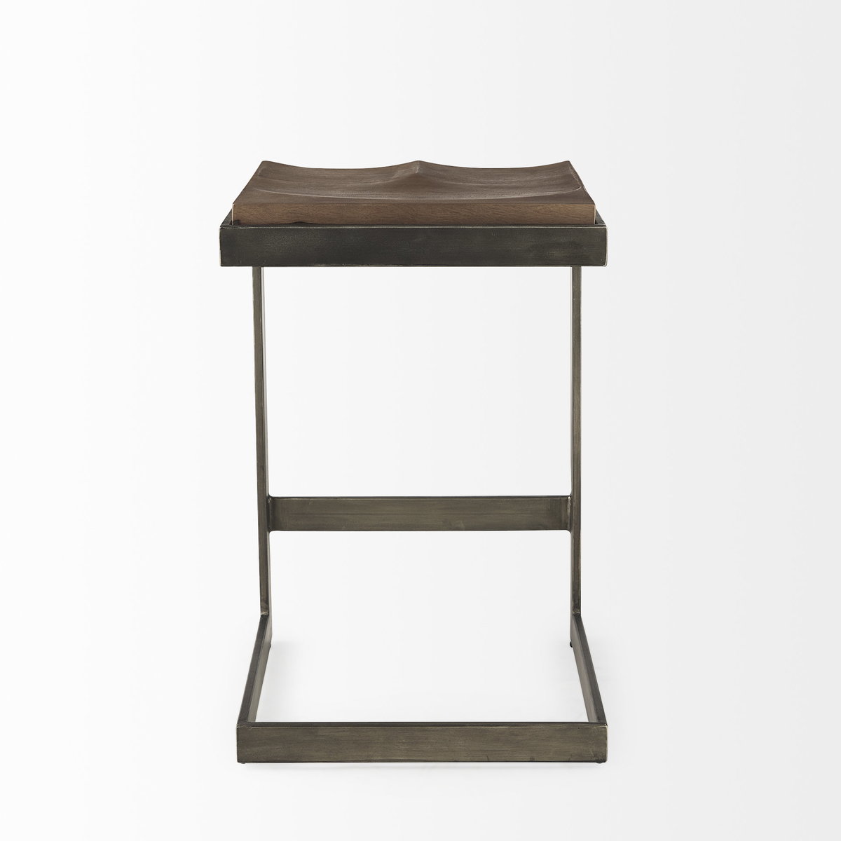 Kiran Backless 26in Seat Counter Stool | Brown Wood with Antique Nickel, Counter & Bar Stool by Mercana, 17" length x 17" width x 26" height View 5