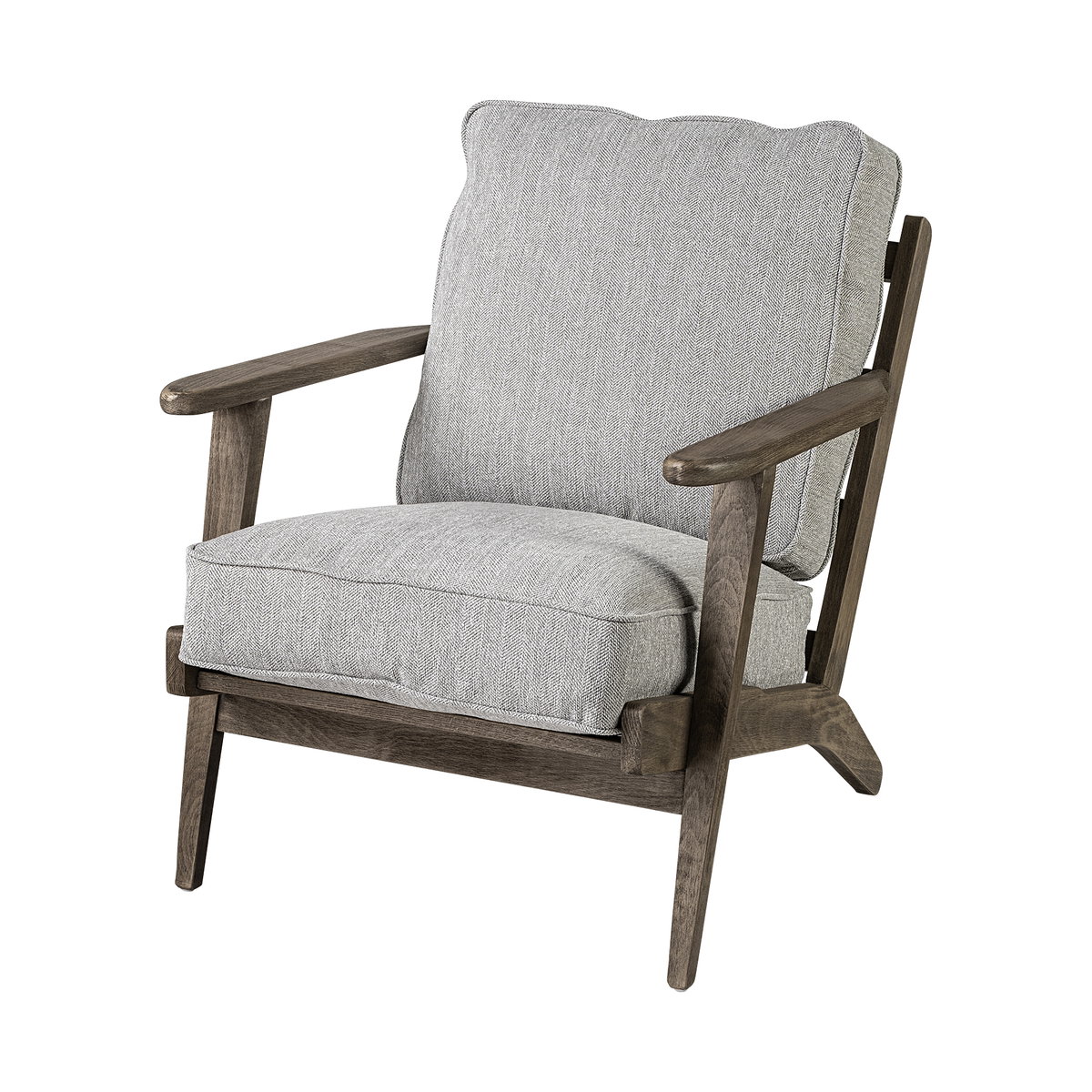 Olympus VI Frost Grey Fabric Wrapped Wooden Frame Accent Chair, by Mercana, 28" length x 31" width x 32" height View 1