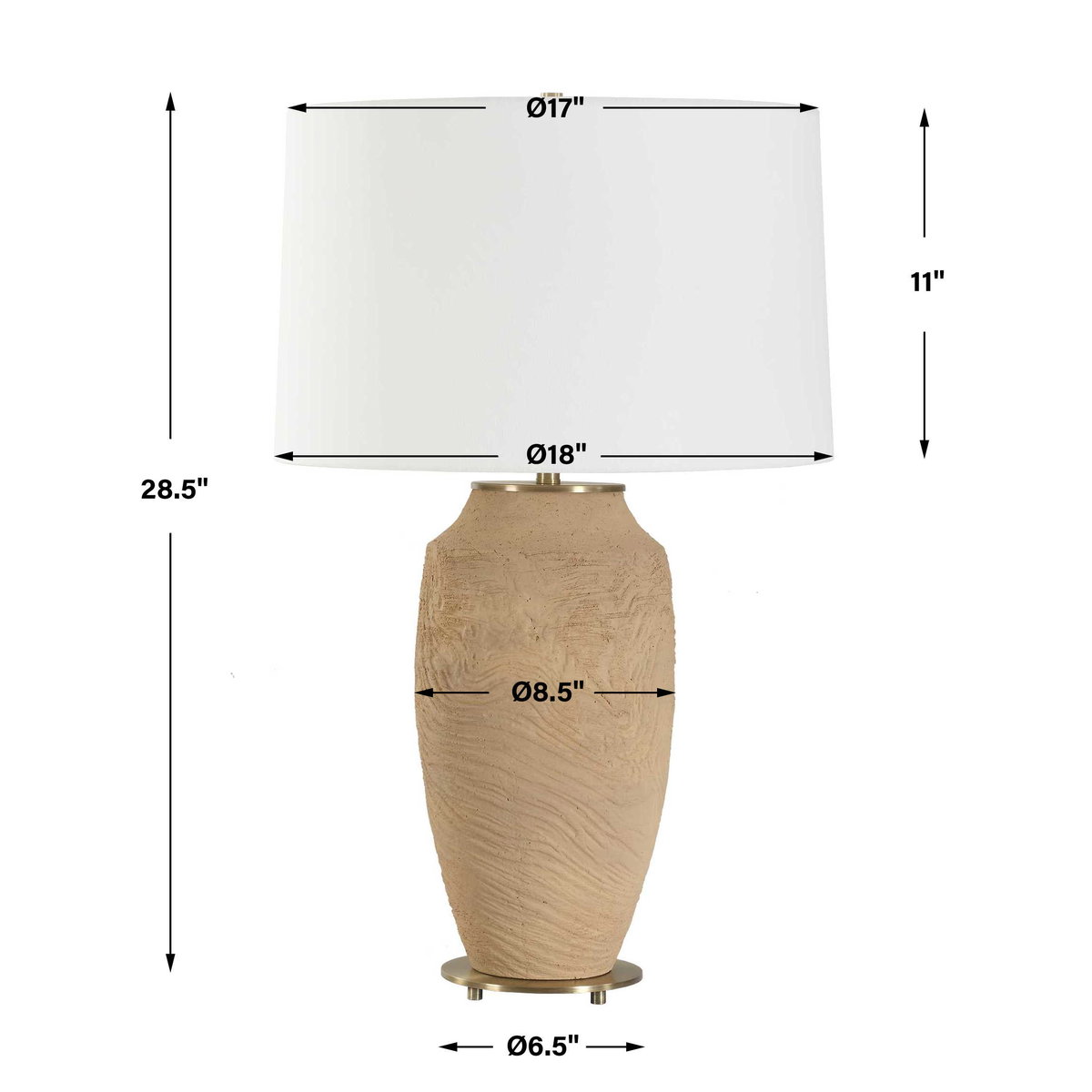 Sandstone Flow Terracotta Table Lamp, by Uttermost, 18" width x 28.5" height x 18" depth View 3