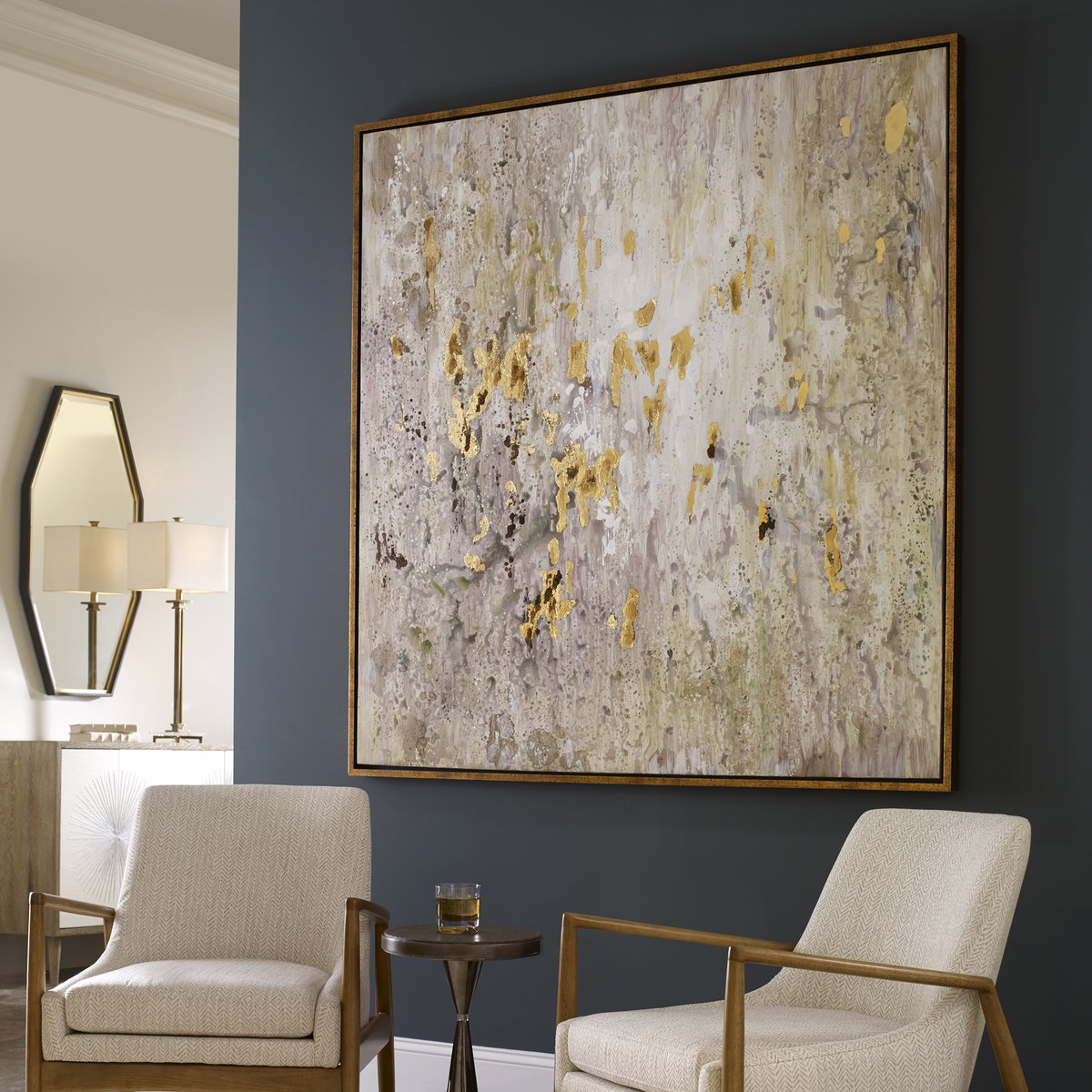 Golden Raindrops Modern Abstract Art, Painting by Uttermost, 62" width x 62" height x 1.5" depth View 6