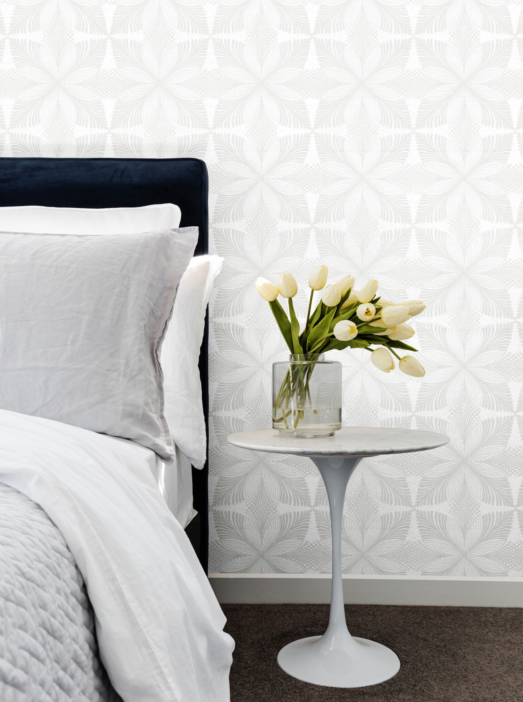 Roulettes Lily White & Cream Wallpaper large image 