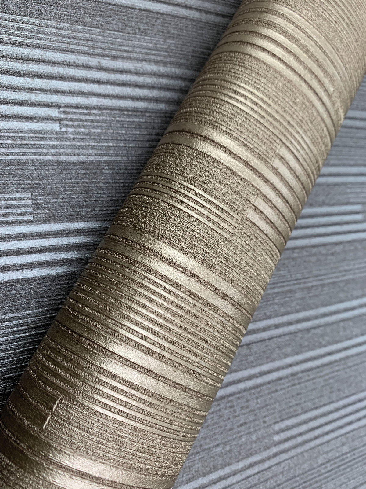 Vertical Plumb Soft Gold Metallic Wallpaper, by York Wall, 27' length x 2'3" width x 0.02" depth View 4