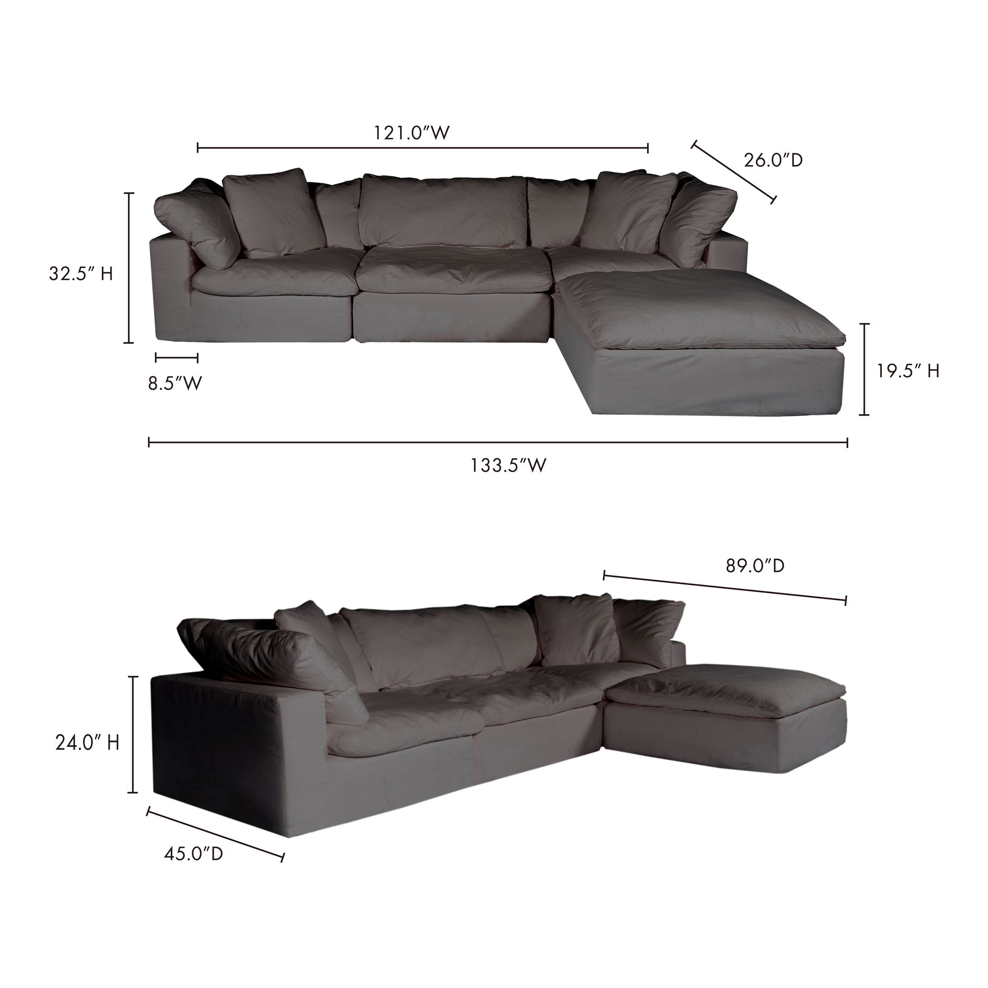 Clay Lounge Modular Sectional Light Grey large image 