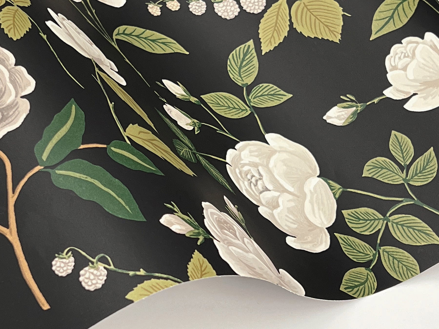 Roses Black Wallpaper, by York Wall, 27' length x 2'3" width x 0.02" depth View 5
