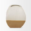 Vania Short Off White with Tan Textured Ceramic Vase, by Mercana, 9.06" length x 8.86" width x 10.43" height thumbnail 5