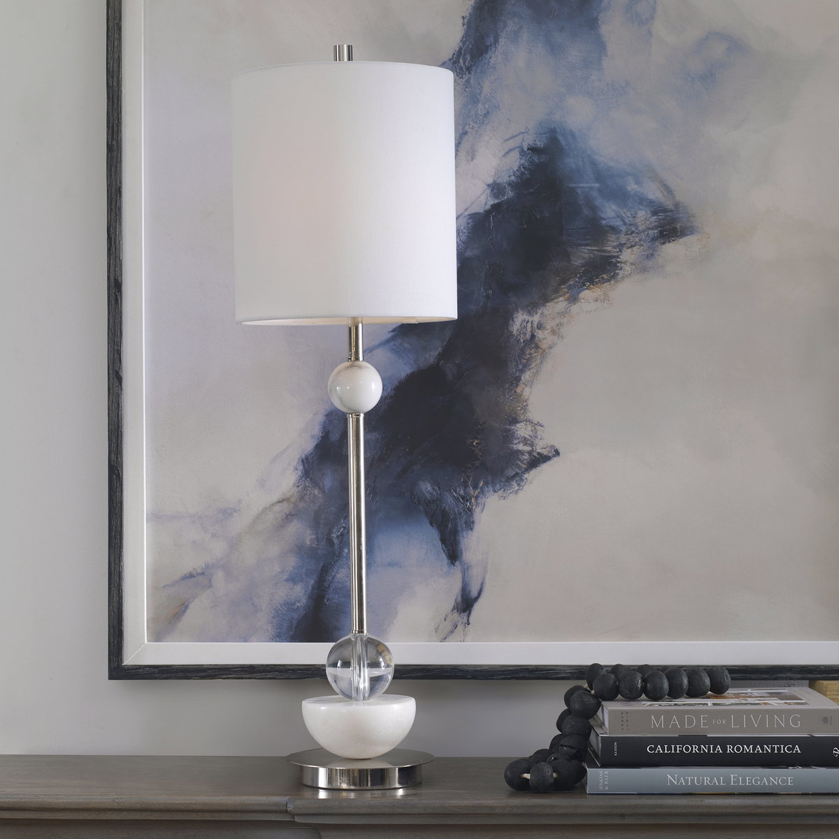 Exposition Nickel Buffet Lamp, Table Lamp by Uttermost, 10" width x 33.5" height x 10" depth View 2