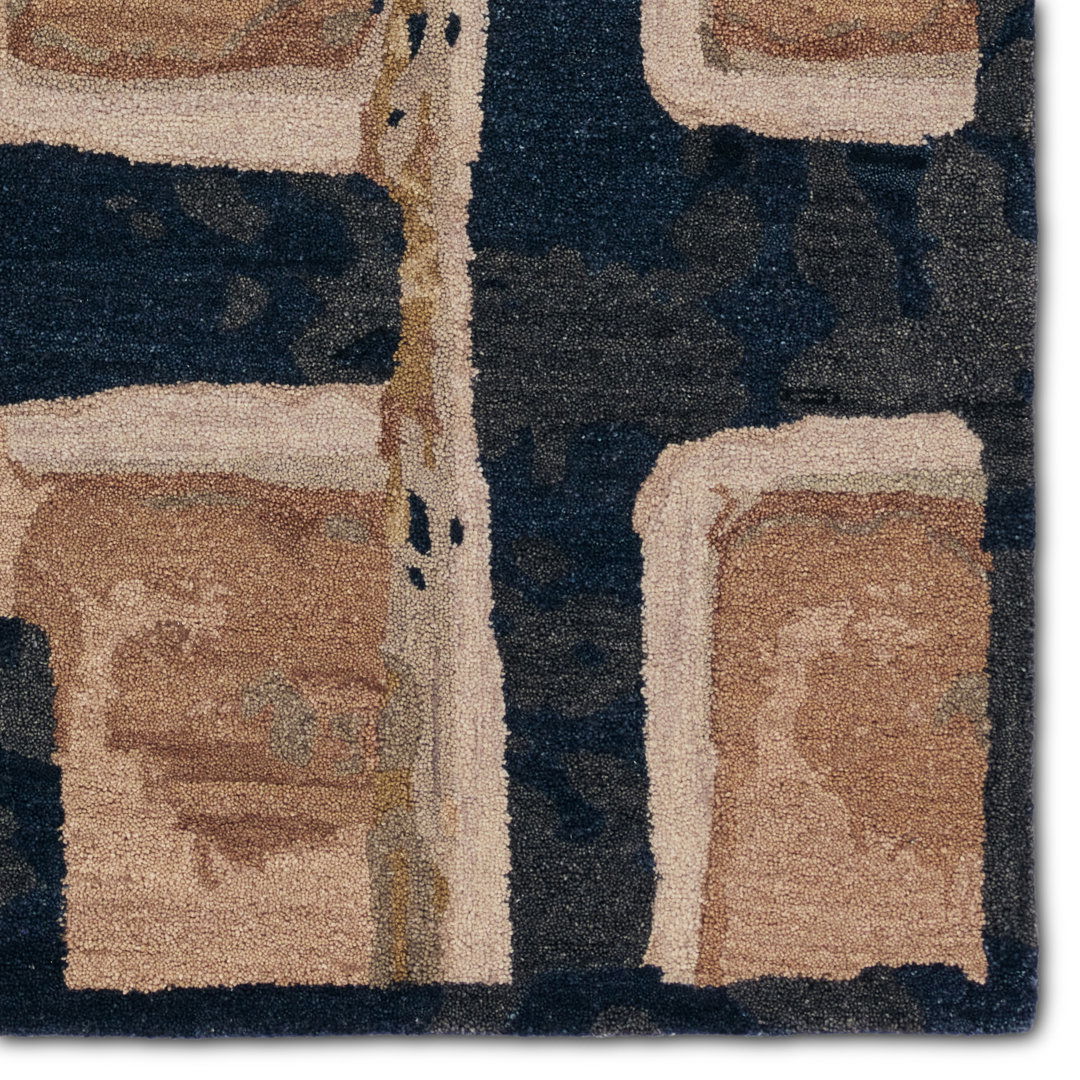Zoe Bios By Jaipur Living Balsa HNC03 Handmade Abstract Tan and Blue Area Rug (9'x12') large image 