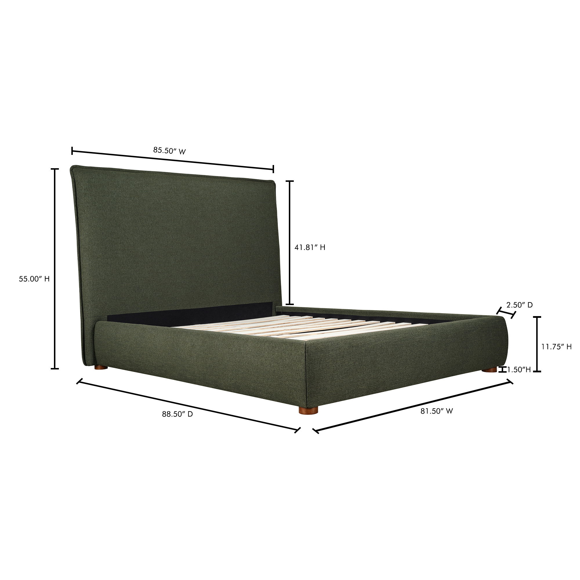 Luzon King Bed Tall Headboard, by Moe's Home, 85.5" width x 55" height x 88.5" depth View 15