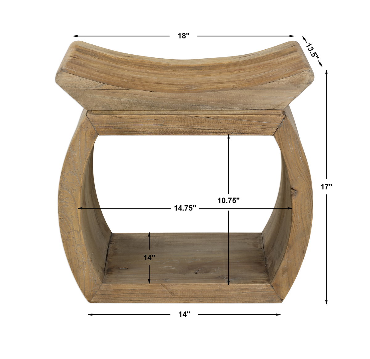 Connor Elm Accent Stool, Low Stool by Uttermost, 18" width x 17" height x 14" depth View 3