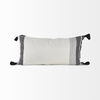 Kimia 14L x 26W White and Black Fabric Herringbone and Fringed Decorative Pillow Cover thumbnail 7
