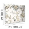 Dahlia Blooms Off White & Blue Wallpaper thumbnail 6