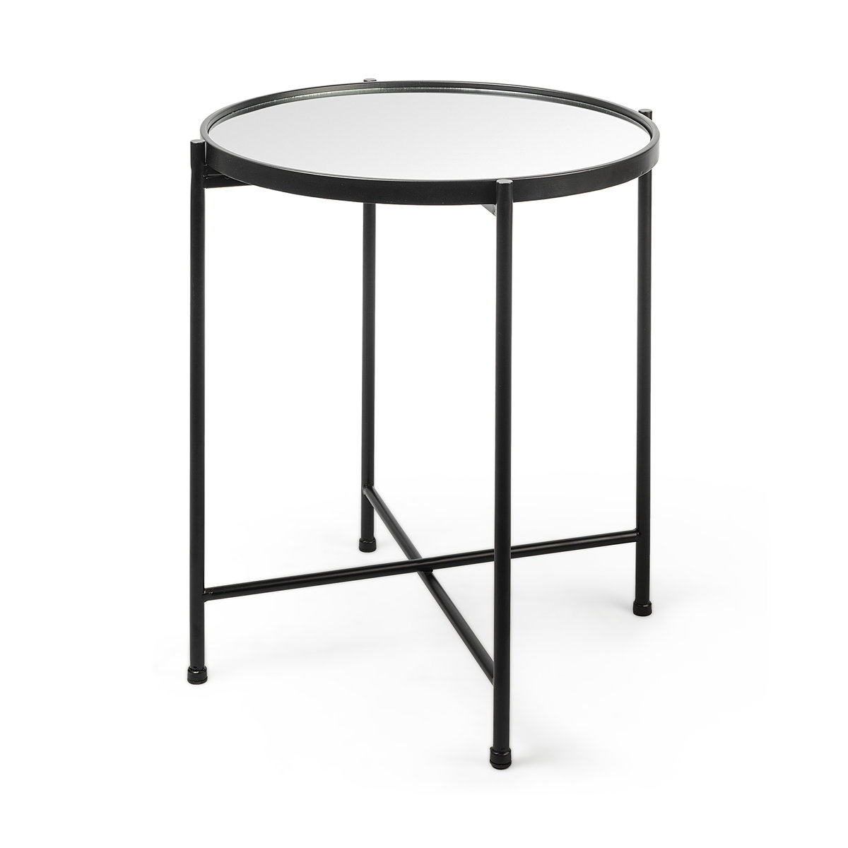 Samantha (Small) Black Mirror Top  Accent Table, Side & End Table by Mercana, 19.69" length x 19.69" width x 24.21" height View 1