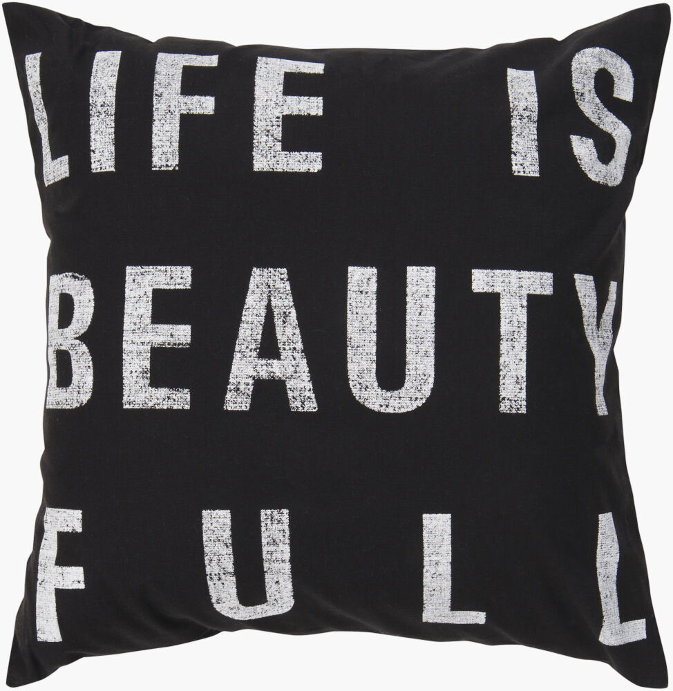 Typography Accent Pillow Down, Decorative Pillow by Surya, 22" length x 22" width