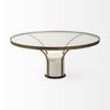 Jacinta 36' Round Glass Top Metal and Marble Pedestal Coffee Table thumbnail 2