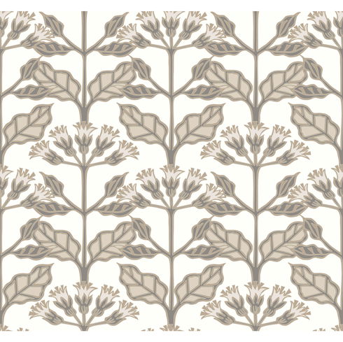 Tracery Blooms White Wallpaper