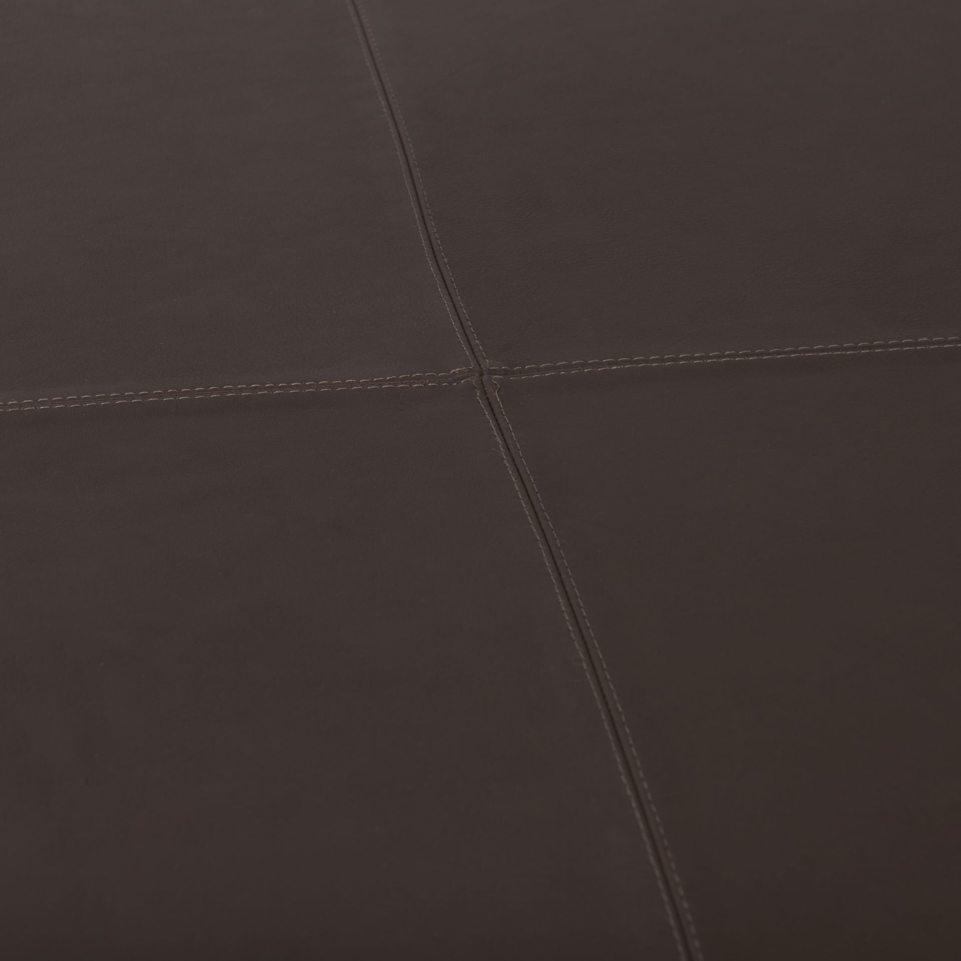 Minara 36L x 36W x 16H Square Dark Brown Leather Wrapped Ottoman, by Mercana, 36" length x 36" width x 16" height View 7