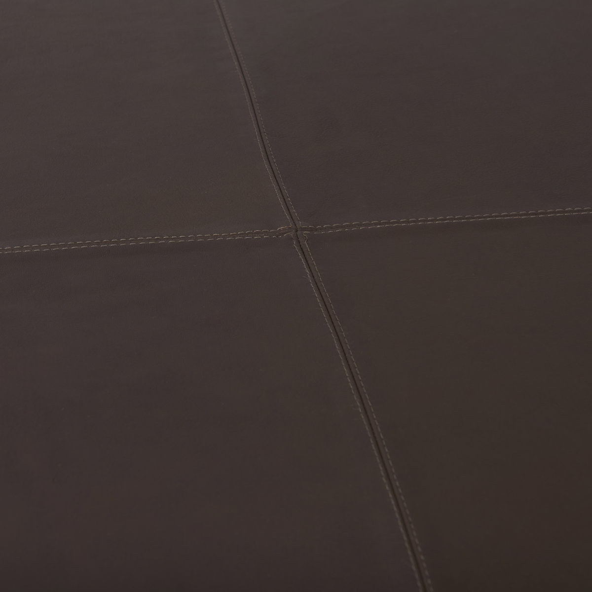 Minara 36L x 36W x 16H Square Dark Brown Leather Wrapped Ottoman, by Mercana, 36" length x 36" width x 16" height View 7