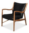 Singletary Leather Chair  Onyx Black, by Sarreid, 2'4" length x 2'3" width x 2'8" height thumbnail 1