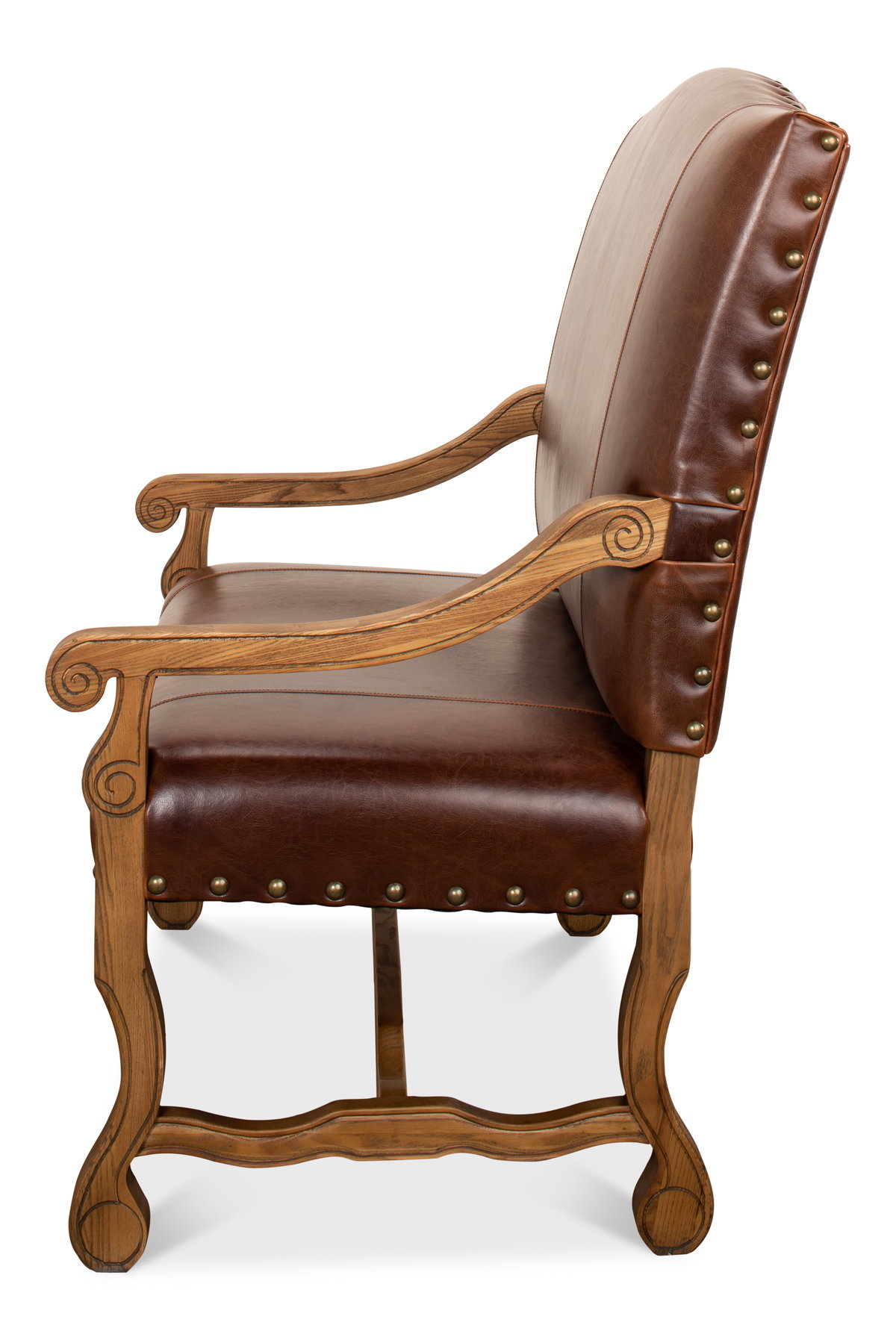 Italian Leather Settee, by Sarreid, 2'8" length x 3'9" width x 3'11" height View 9