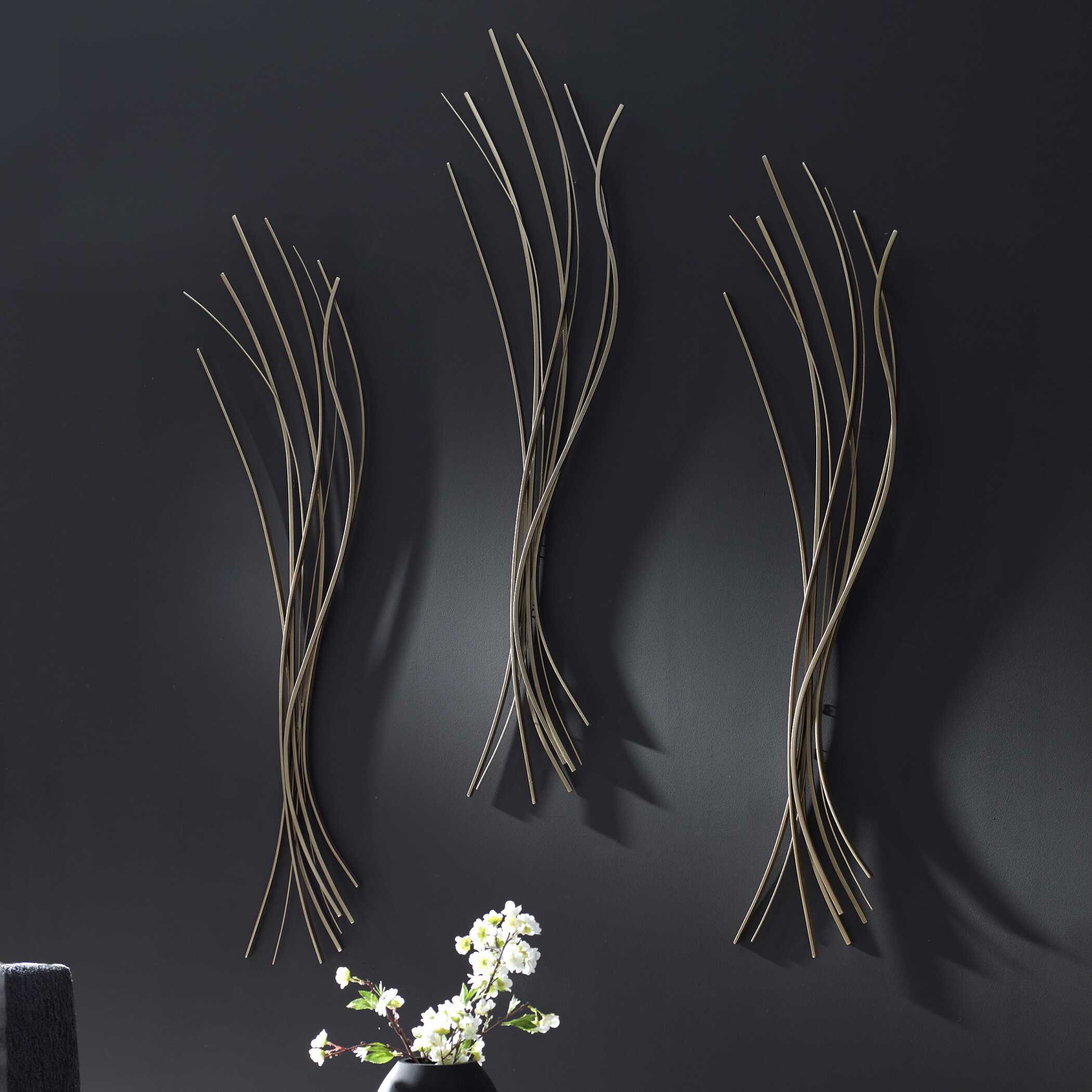 Frequencies Metal Wall Decor, Sculptural Wall Art by Uttermost, 52.62" width x 13" height x 1.25" depth View 4