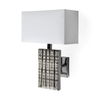 Arcadia II 11x17 Silver Chrome Base White Rectangular Shade Wall Sconce, by Mercana, 11" length x 8.5" width x 17" height thumbnail 1