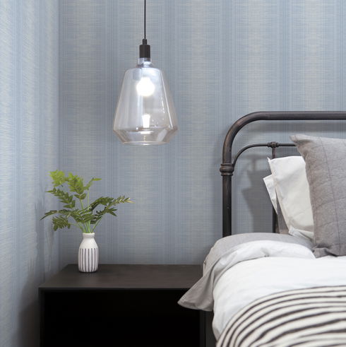 Silk Weave Stripe Blue Wallpaper