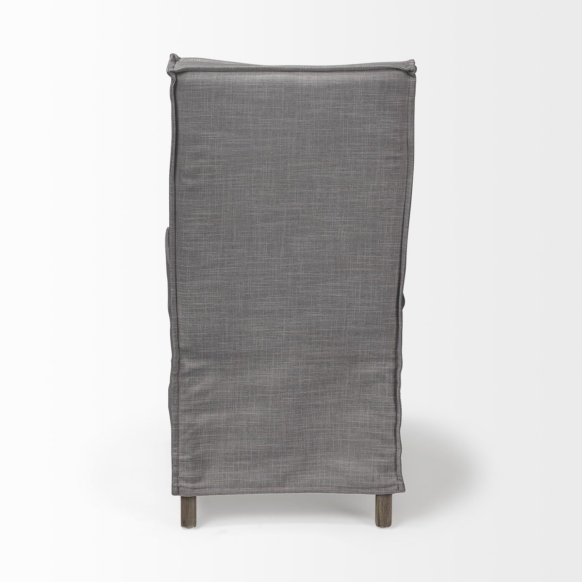 Elbert Solid Back Dining Side Chair | Grey Fabric with Brown Wood, Dining Chair by Mercana, 19.25" length x 21.75" width x 35.25" height View 9