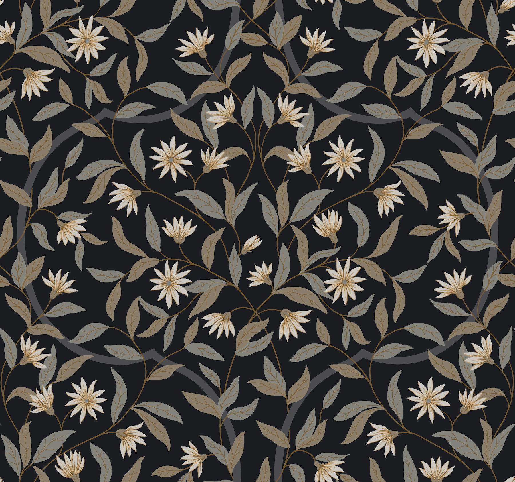 Jasmine Black Metallic Wallpaper large image 
