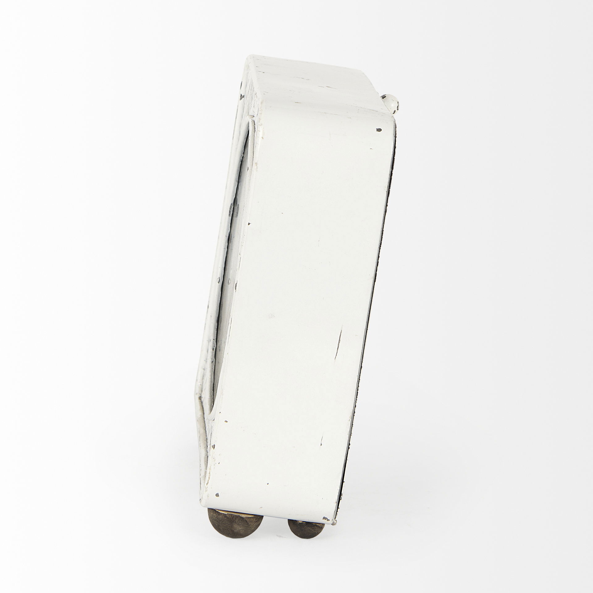 Karl  Rustic White Iron Rounded Square Table Clock large image 