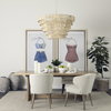 Niles Wingback Dining Side Chair | Cream Fabric with Medium Brown Wooden, Dining Chair by Mercana, 22.5" length x 24.5" width x 32" height thumbnail 2