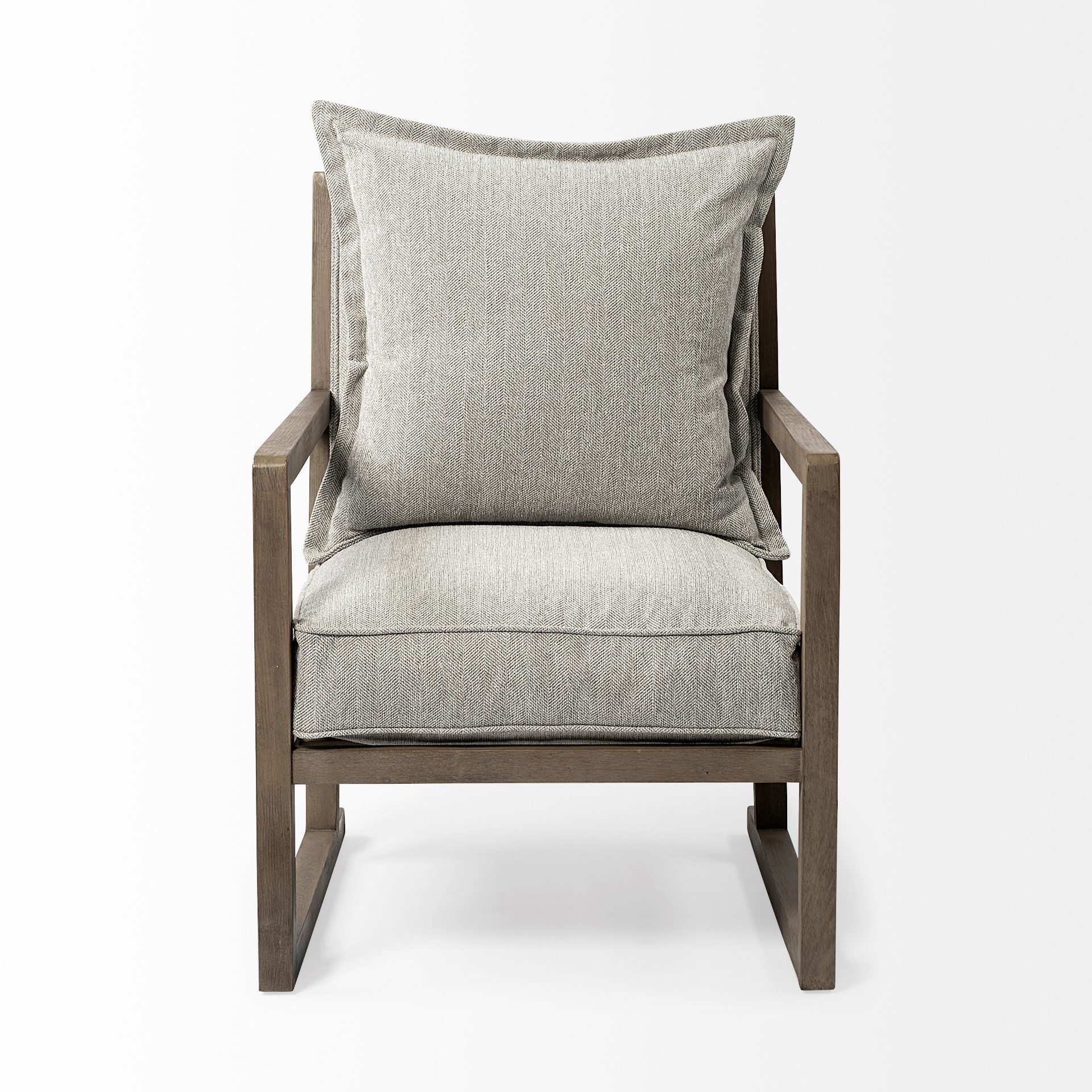 Sherlock Frost Gray Wood Frame Accent Chair, by Mercana, 25.98" length x 32.28" width x 34.25" height View 5