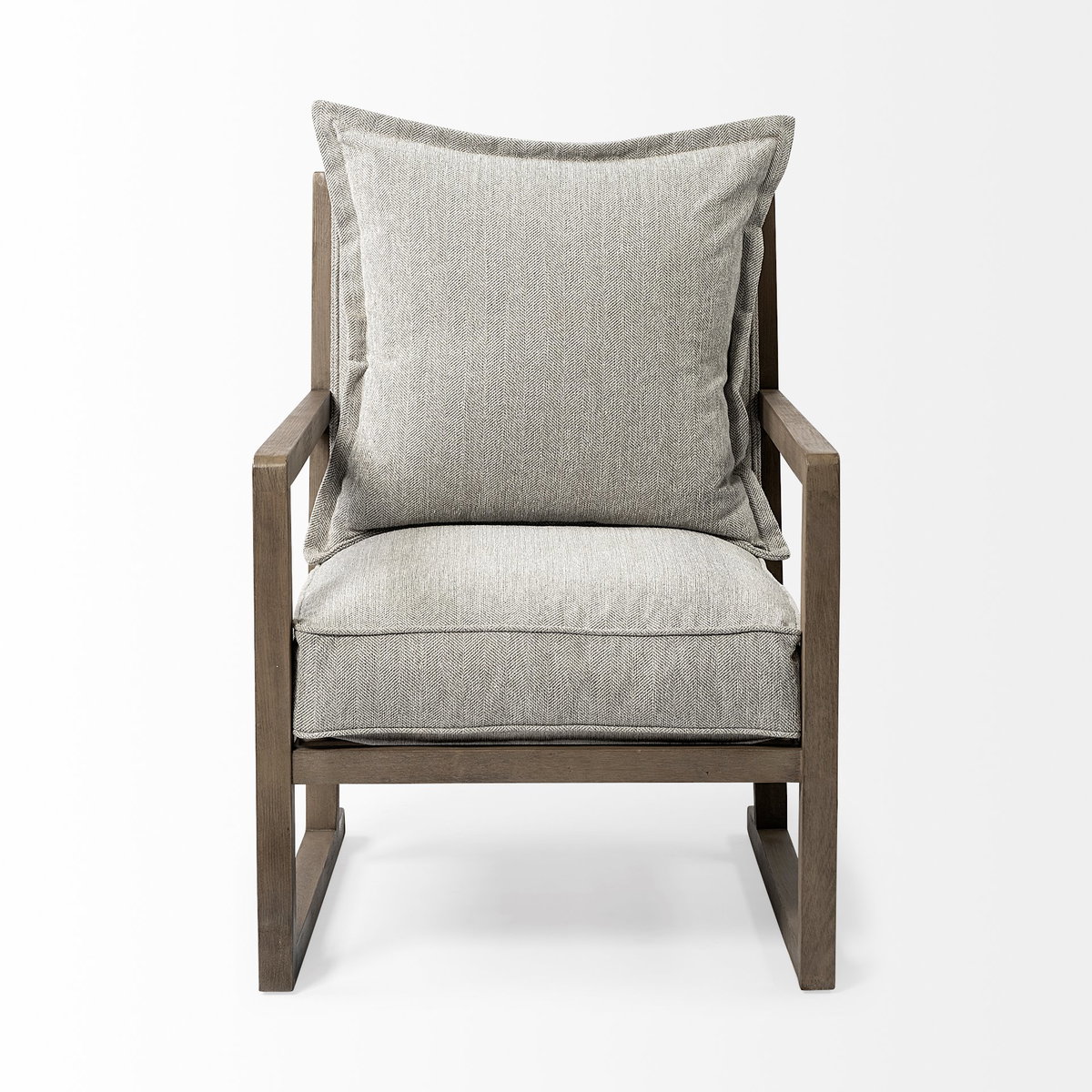 Sherlock Frost Gray Wood Frame Accent Chair, by Mercana, 25.98" length x 32.28" width x 34.25" height View 5