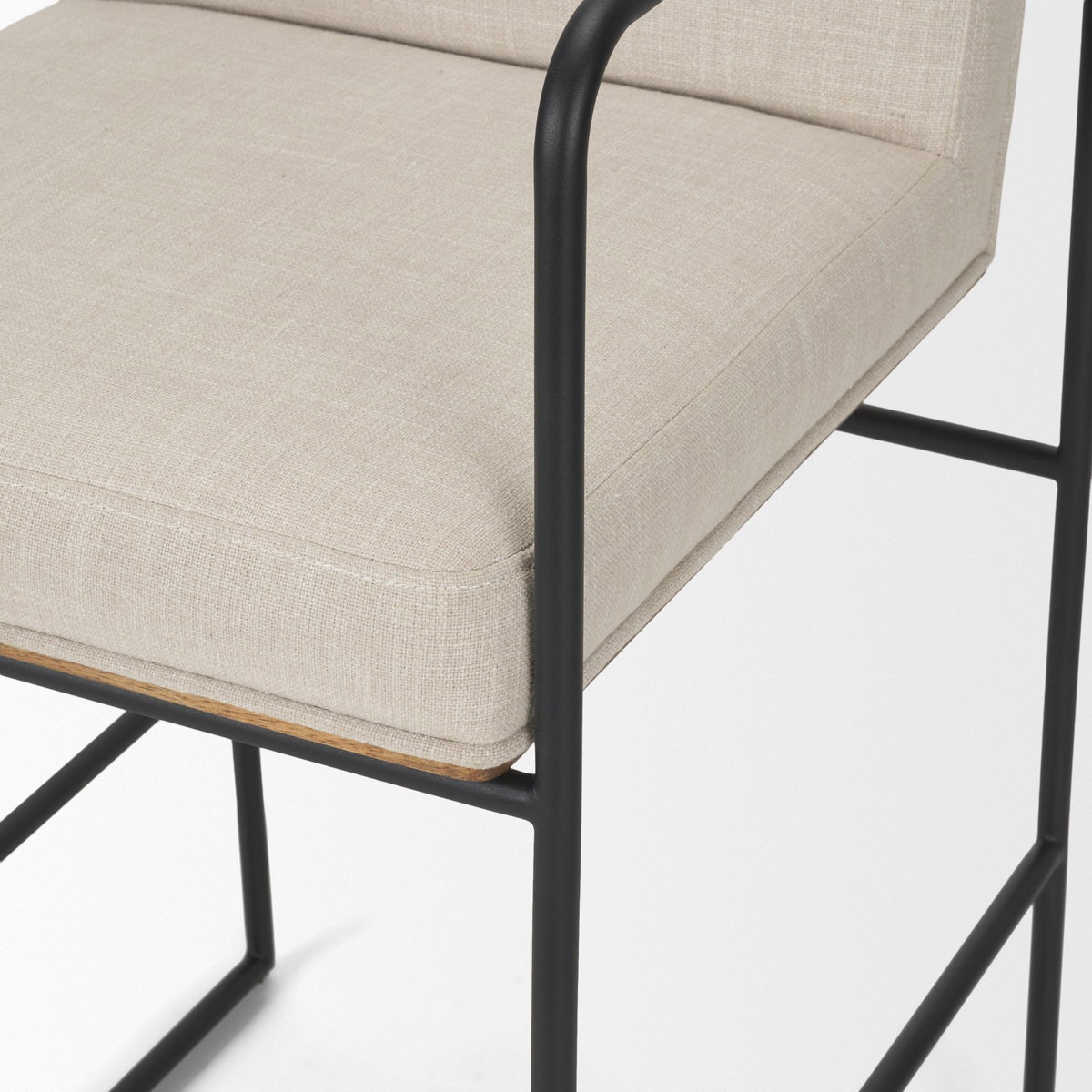 Stamford Backless 36.5in Seat Counter Stool | Beige Fabric with Metal, Counter & Bar Stool by Mercana, 18.7" length x 22.6" width x 36.5" height View 10