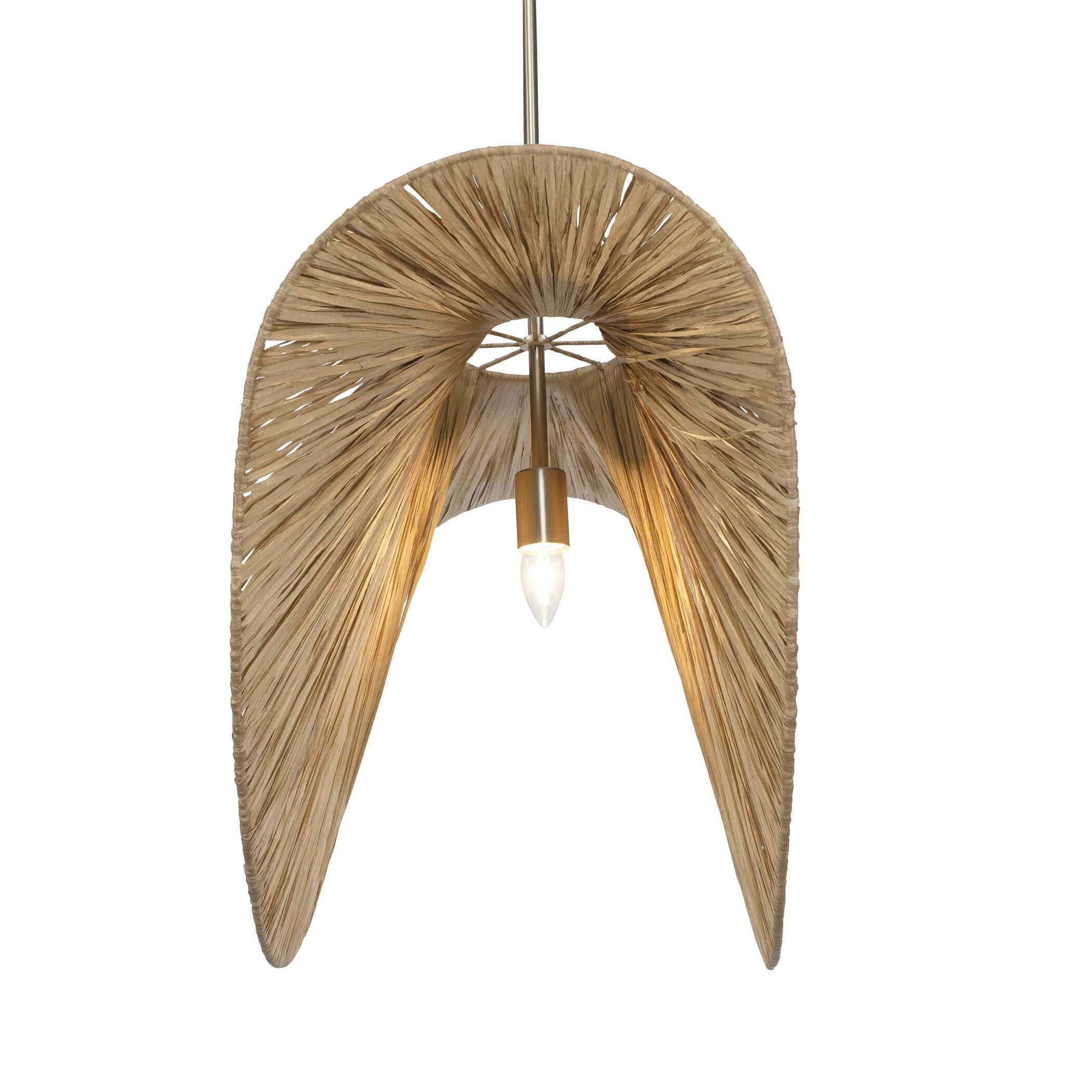 Bend 1 Light Raffia Pendant, Ceiling Light by Uttermost, 28.75" width x 19" height x 28.75" diameter x 15" depth View 6